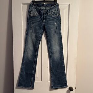 Vigoss Women's Distressed Blue Boot Cut Jeans